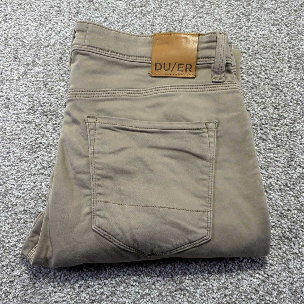 DU/ER N2X Slim Fit Jeans Mens 32x30 Beige Tapered Stretch Denim Pants MFNS1001